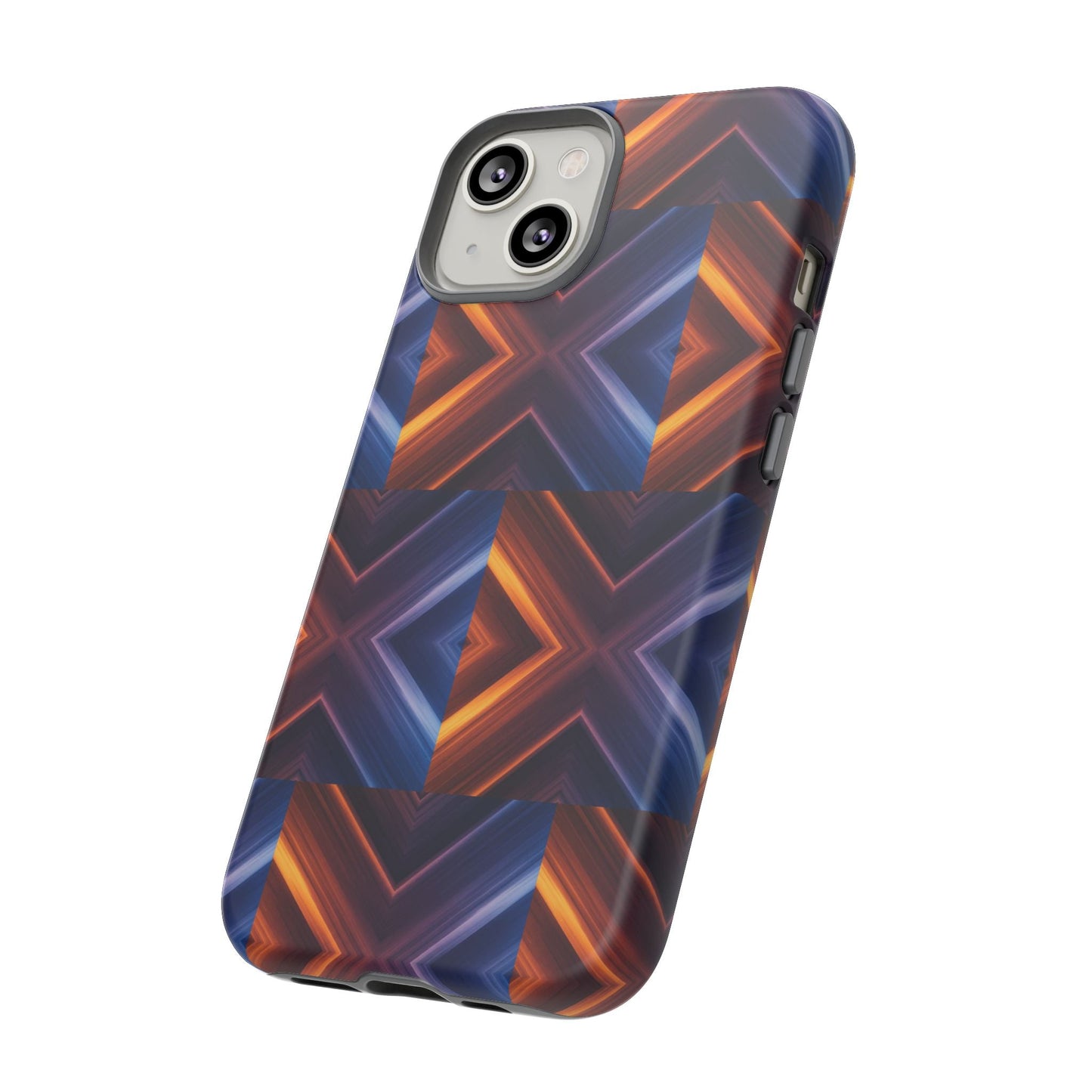 Stylish Tough Phone Case With Blue & Orange Abstract Design