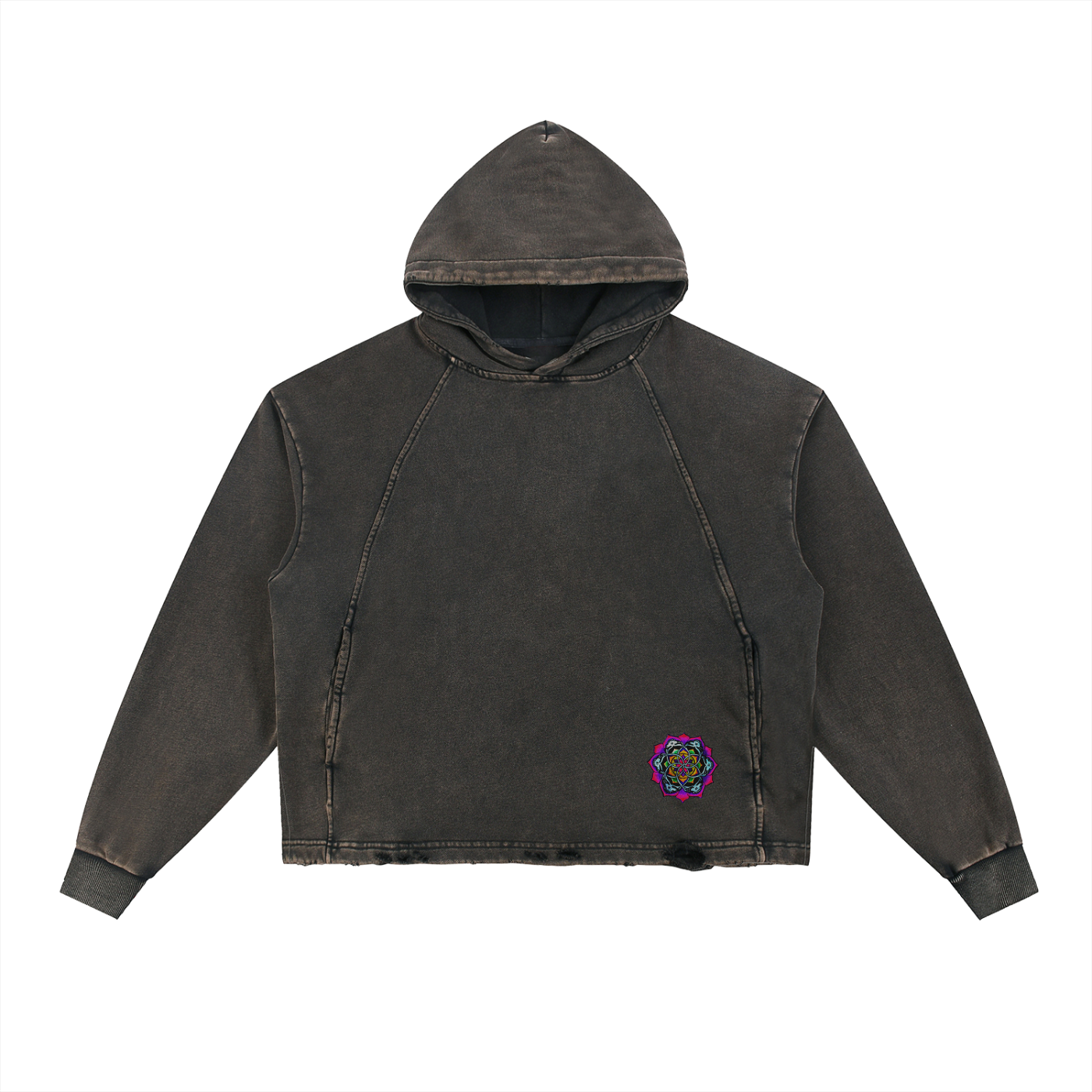 Jerry Garcia Mandala Vintage Washed Frayed-Hem Hoodie