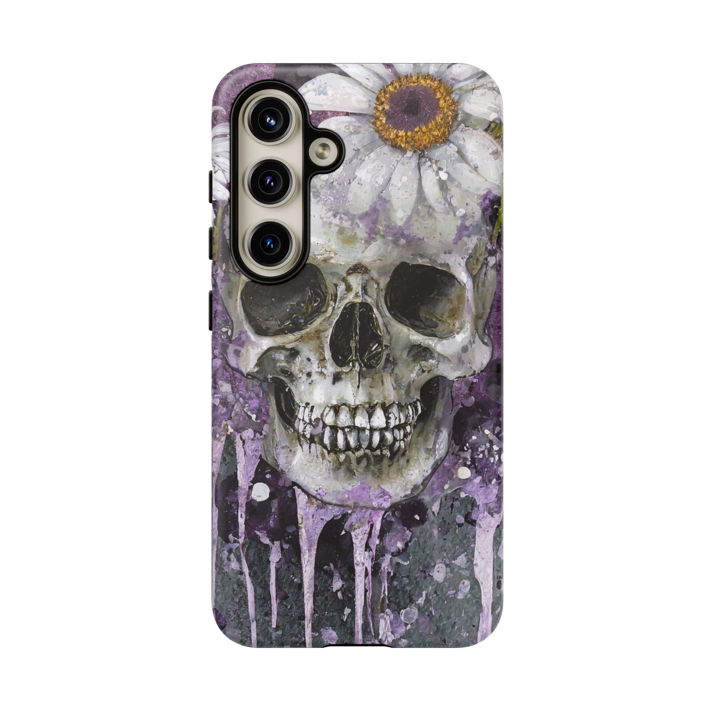 Plum Skull and Daisy Tough Phone Case