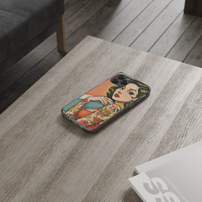 Retro Pin Up Clear Phone Case
