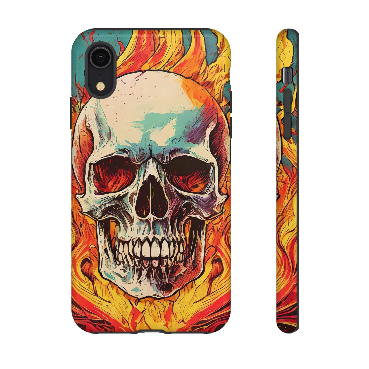 Flaming Skull Tough Phone Case