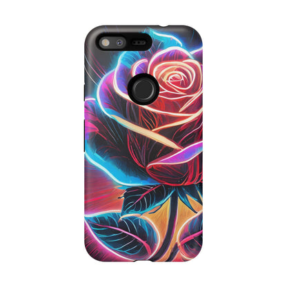 Artistic Neon Rose Tough Phone Case