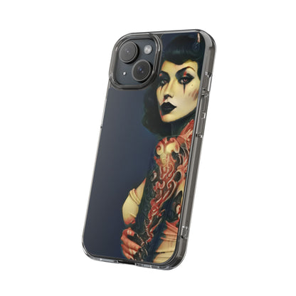 Gothic Devilish Tattooed Beauty Clear Phone Case
