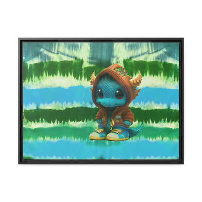 Baby Dragon Jam Aqua Matte Canvas with Black Frame