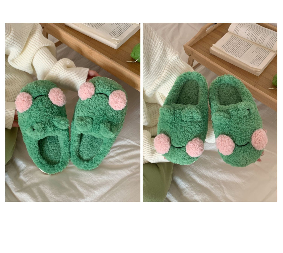 Rosy-Cheeked Frog Plush House Slippers