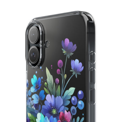 Vibrant Blue Floral Clear Phone Case
