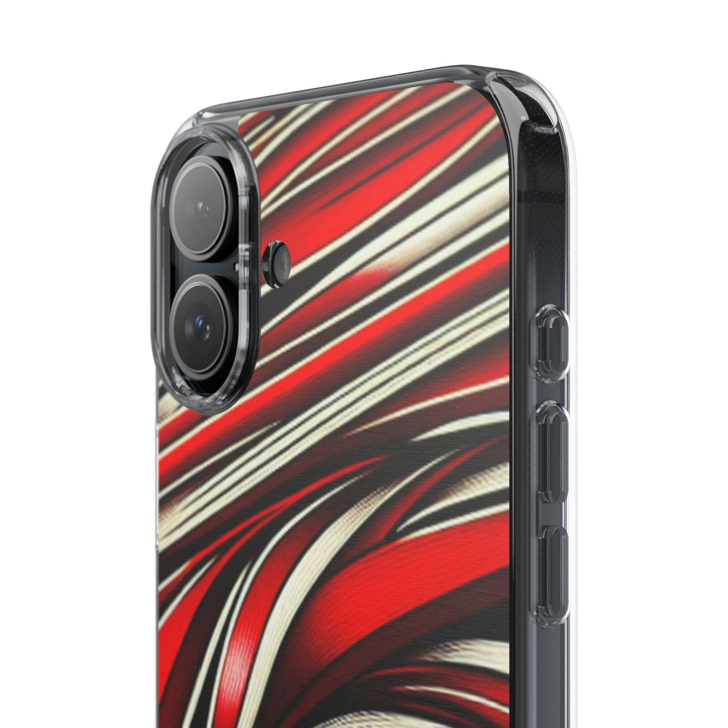 Red & White Swirl Abstract Clear Phone Case