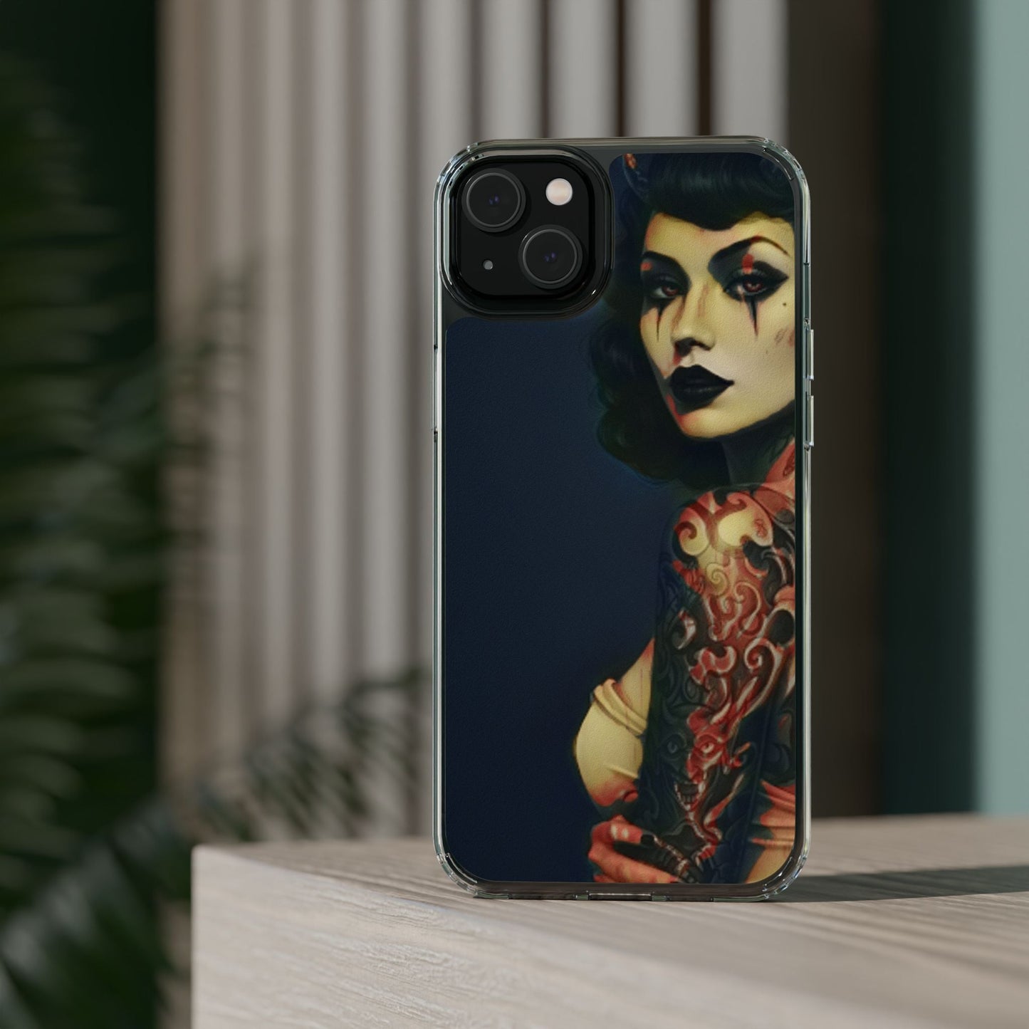 Gothic Devilish Tattooed Beauty Clear Phone Case