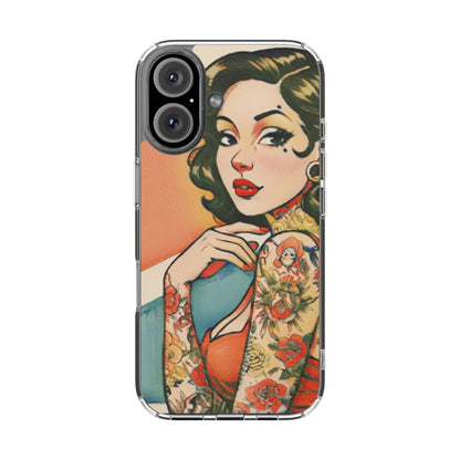 Retro Pin Up Clear Phone Case