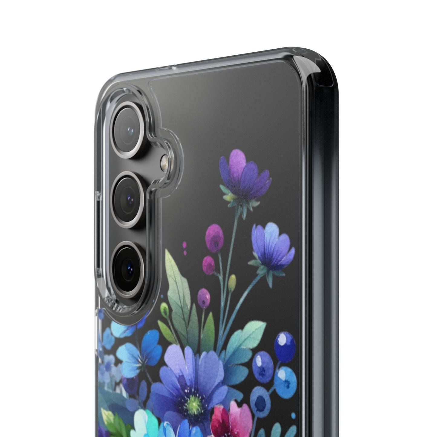 Vibrant Blue Floral Clear Phone Case