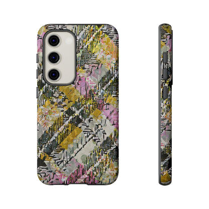 Purple Plaid Floral Artistic Tough Phone Case