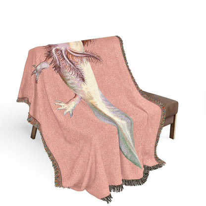 Axolotl Woven Cotton Fringe Throw Blanket