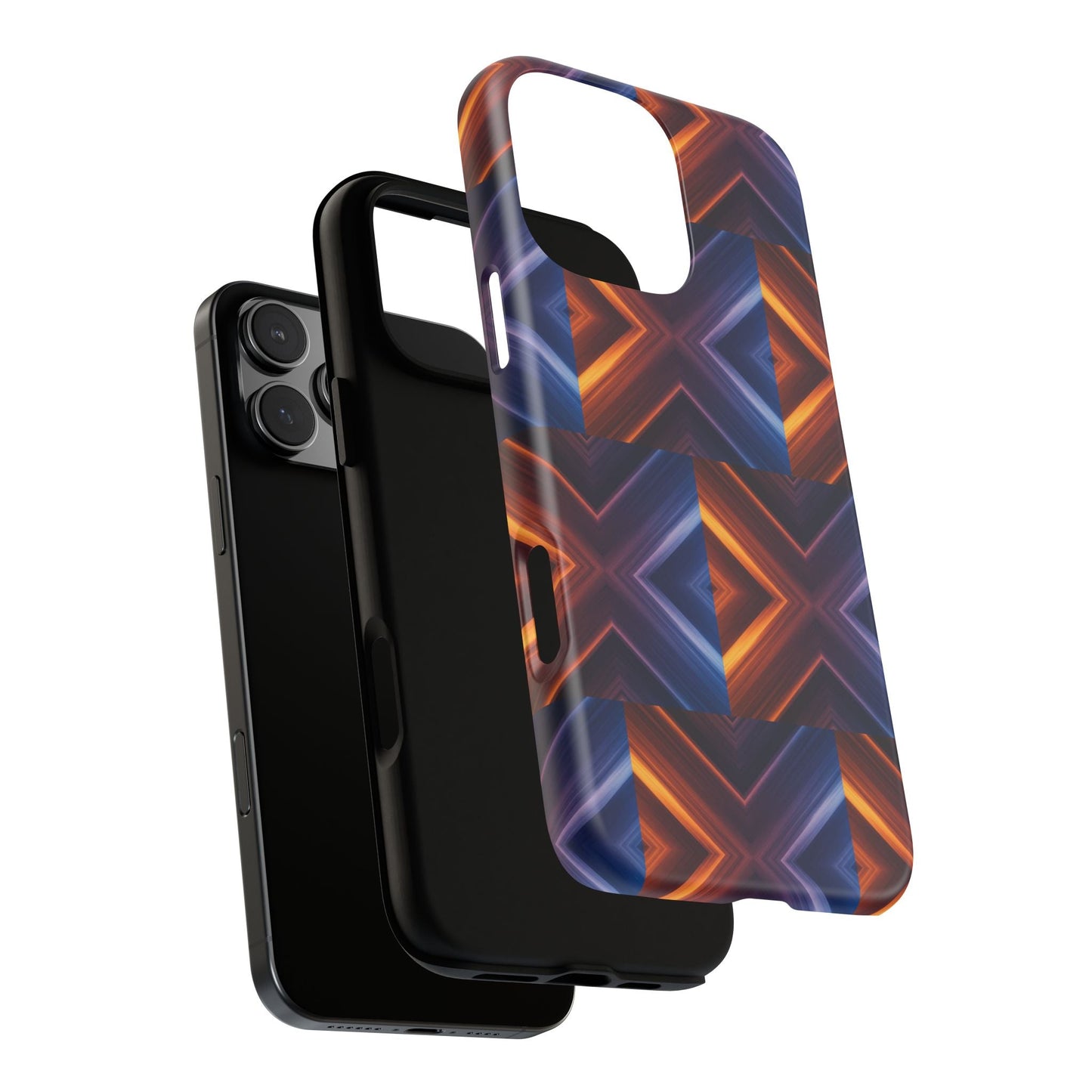 Stylish Tough Phone Case With Blue & Orange Abstract Design