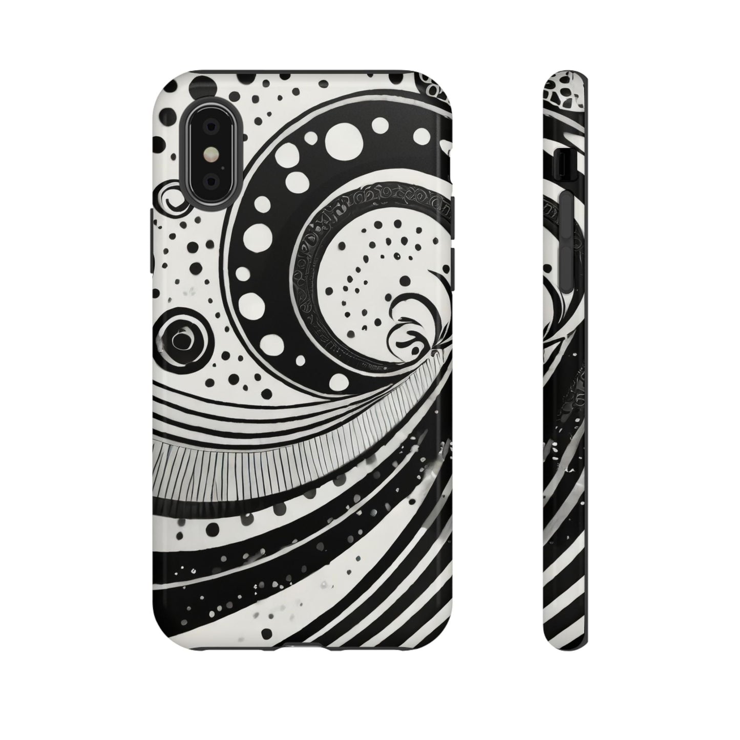 Artistic Black & White Swirl Tough Phone Case