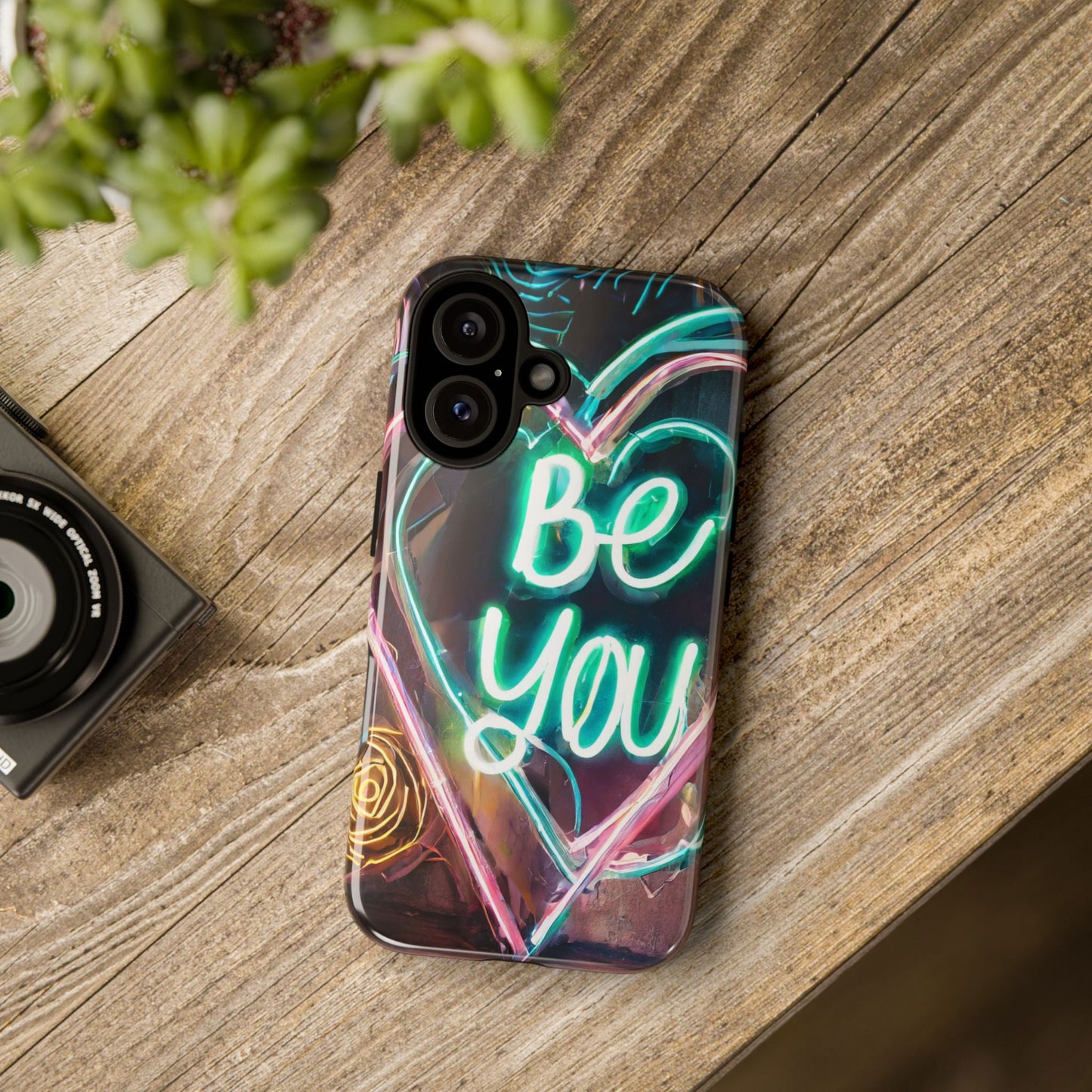 Be You Colorful Neon Heart Tough Phone Case