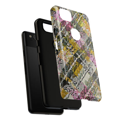 Purple Plaid Floral Artistic Tough Phone Case