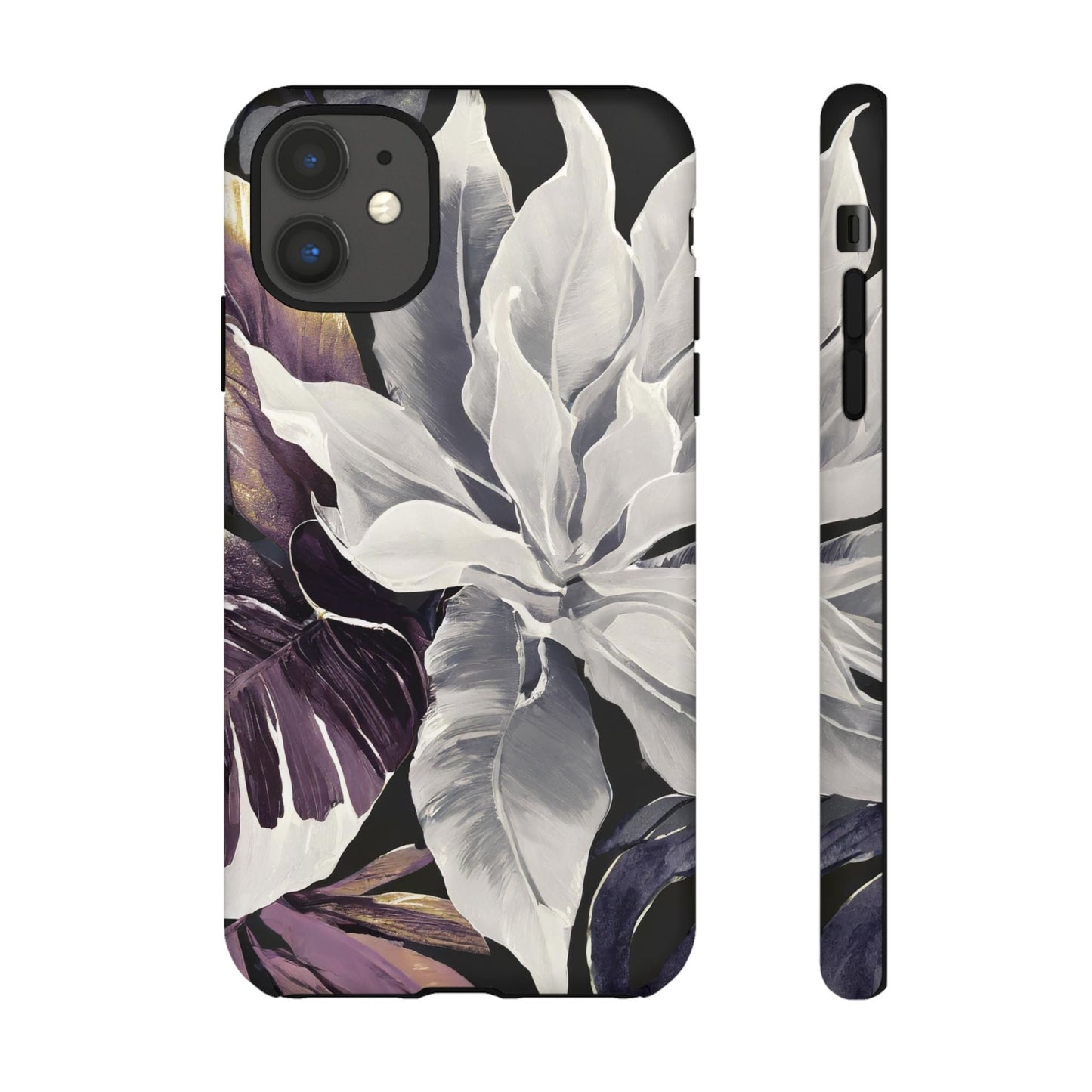 White & Plum Floral Tough Phone Case