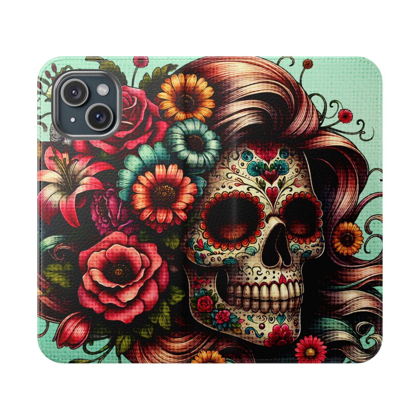Sugar Skull Flip Wallet Phone Case