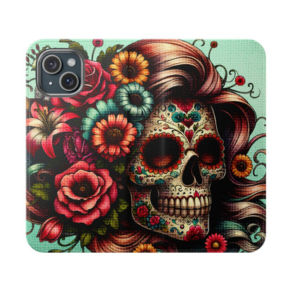 Sugar Skull Flip Wallet Phone Case