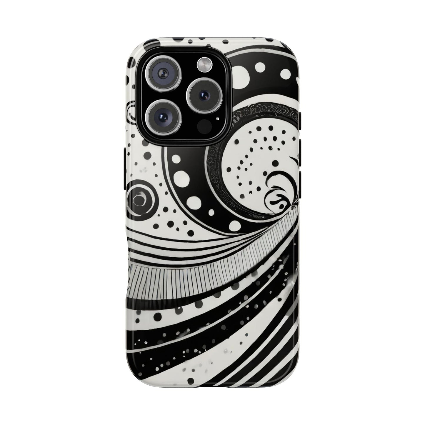 Artistic Black & White Swirl Tough Phone Case