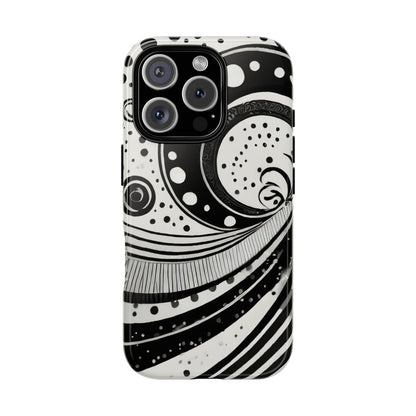 Artistic Black & White Swirl Tough Phone Case