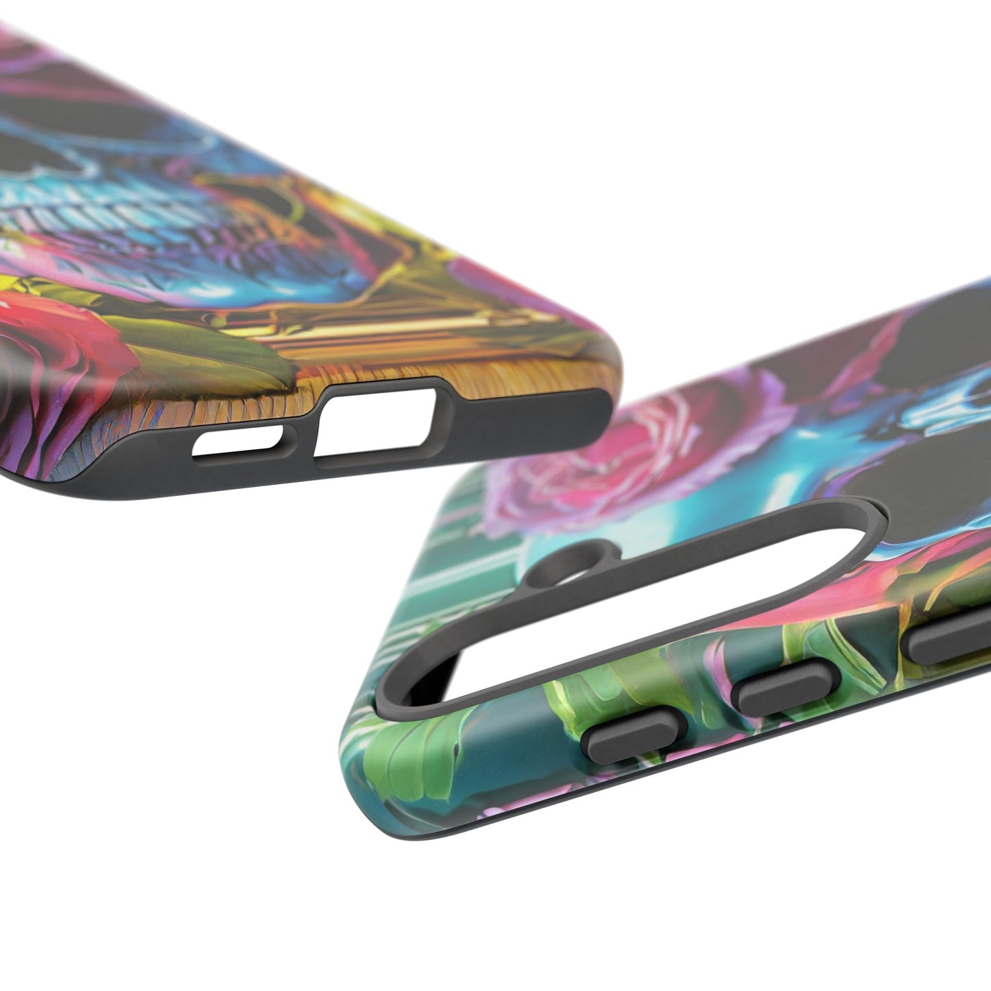 Neon Rose Skull Tough Phone Case