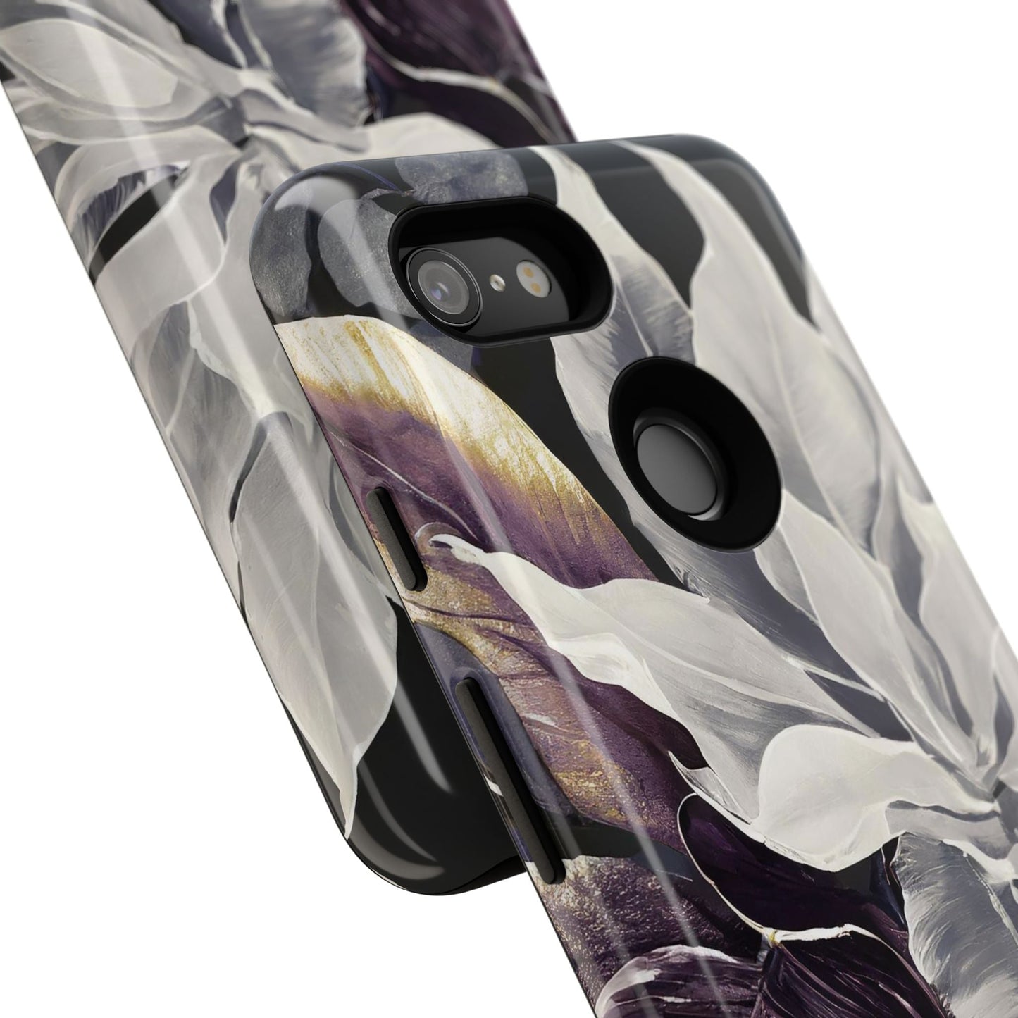 White & Plum Floral Tough Phone Case