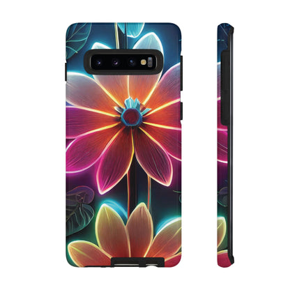 Vibrant Neon Flowers Tough Phone Case