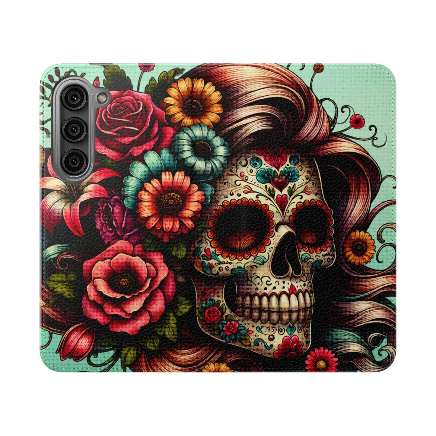 Sugar Skull Flip Wallet Phone Case