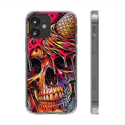 Neon Ice Cream Skull Clear Phone Case