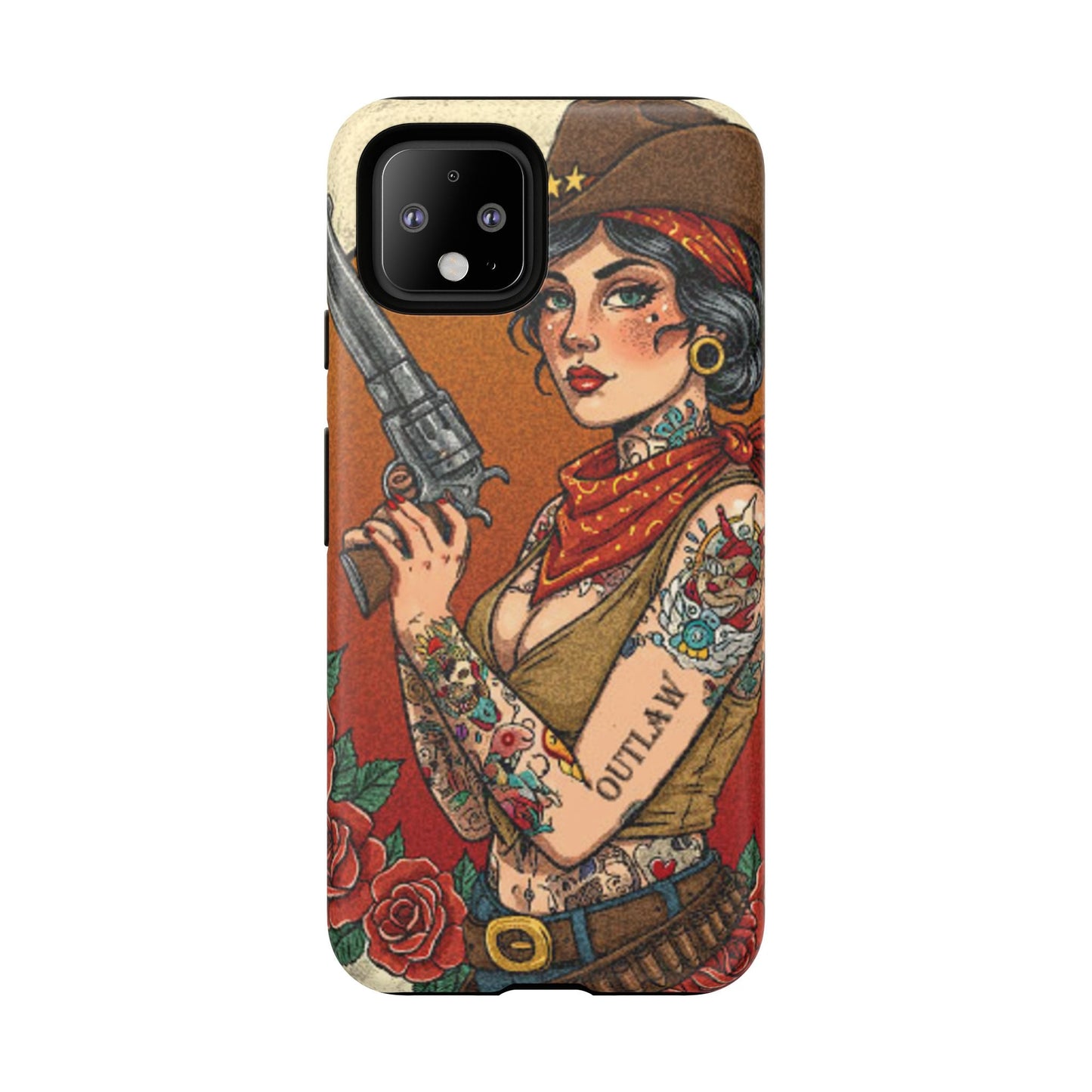 Vintage Western Tough Phone Case with Outlaw Design