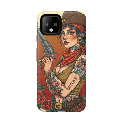 Vintage Western Tough Phone Case with Outlaw Design