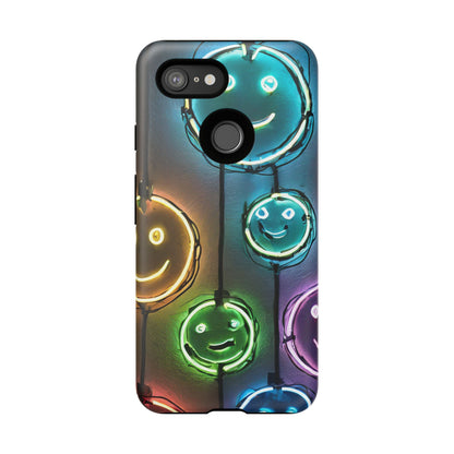 Colorful Neon Smiley Face Phone Case - Tough & Stylish Protection