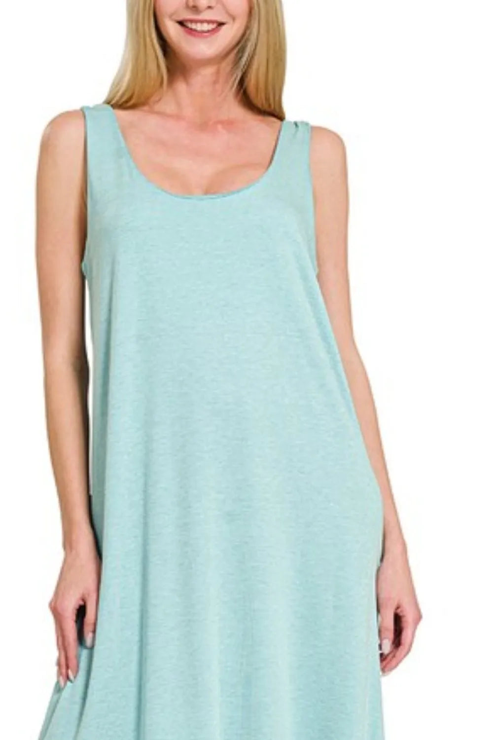 Zenana French Terry Twisted Strap Midi Dress