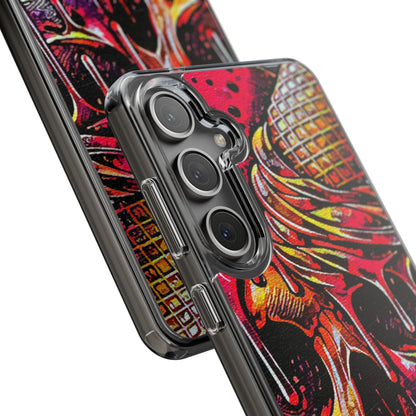 Neon Ice Cream Skull Clear Phone Case