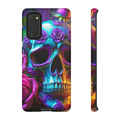 Neon Skull and Roses Vibrant Tough Phone Case