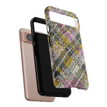Purple Plaid Floral Artistic Tough Phone Case