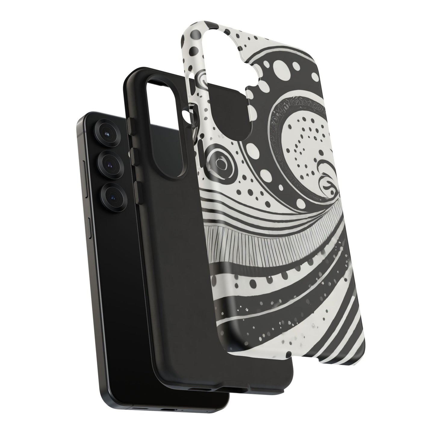 Artistic Black & White Swirl Tough Phone Case