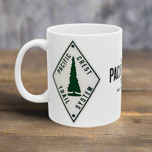 Pacific Crest Trail Classic Trail Marker Coffee Mug 11oz, 15oz Mexico To Canada Map