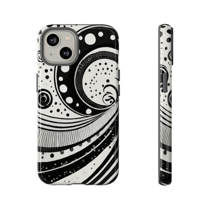 Artistic Black & White Swirl Tough Phone Case