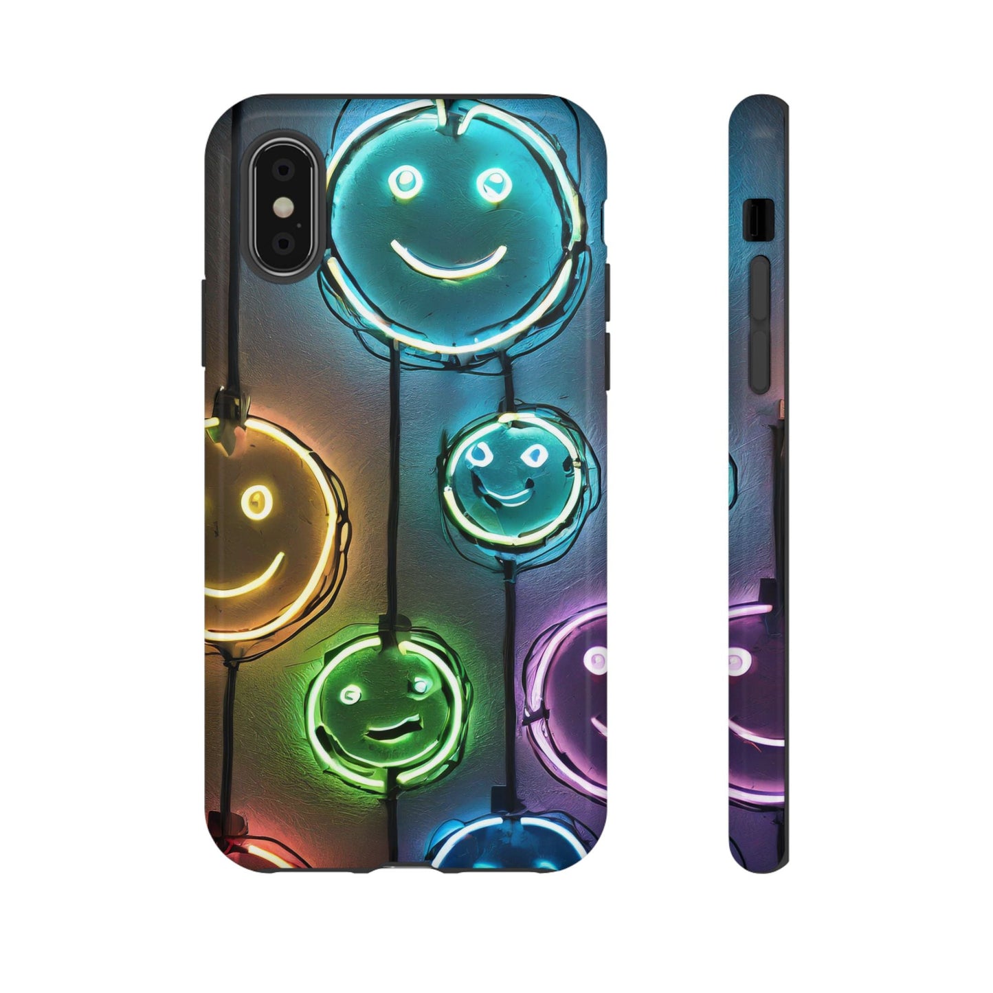 Colorful Neon Smiley Face Phone Case - Tough & Stylish Protection