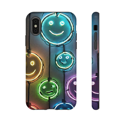 Colorful Neon Smiley Face Phone Case - Tough & Stylish Protection