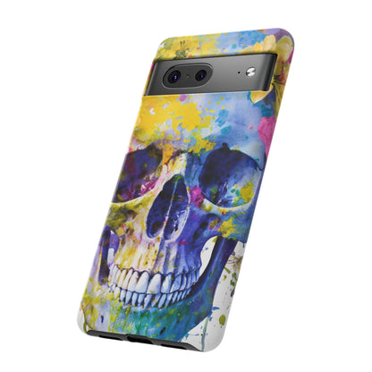 Vibrant Blue Floral Skull Tough Phone Case