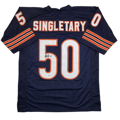 Autographed/Signed Mike Singletary HOF 98 Chicago Blue Football Jersey JSA COA