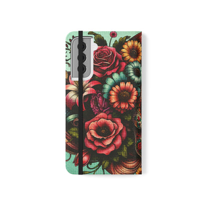 Sugar Skull Flip Wallet Phone Case