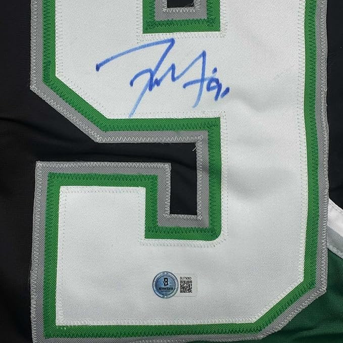 Framed Autographed/Signed Tyler Seguin 35x39 Dallas Black Hockey Jersey Beckett BAS COA