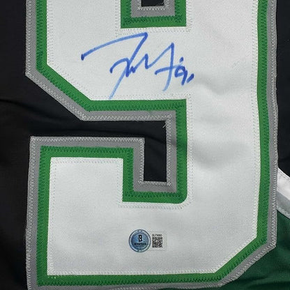Framed Autographed/Signed Tyler Seguin 35x39 Dallas Black Hockey Jersey Beckett BAS COA