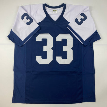 Autographed/Signed Tony Dorsett Dallas Thanksgiving Day Football Jersey JSA COA