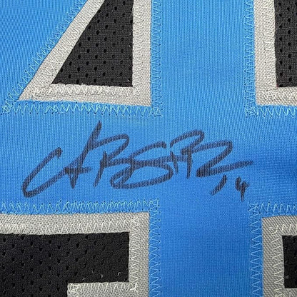 Framed Autographed/Signed Amon-Ra St. Brown 35x39 Detroit Black Football Jersey Beckett BAS COA