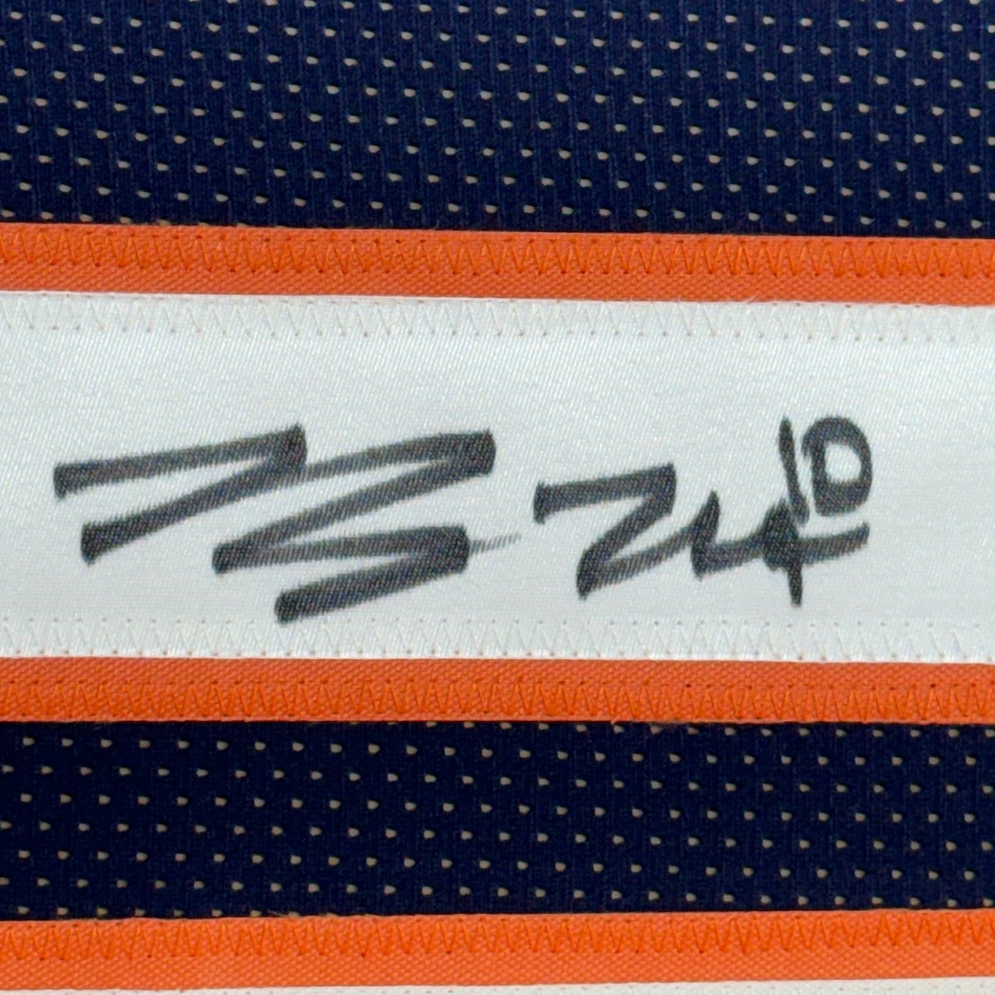 Framed Autographed/Signed Bo Nix 35x39 Denver Blue Football Jersey Beckett BAS COA